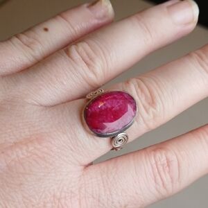 💗🔥 Raw Pink Kashmir Ruby Artisan Sterling Silver Ring — Size 8.5 Bohemian